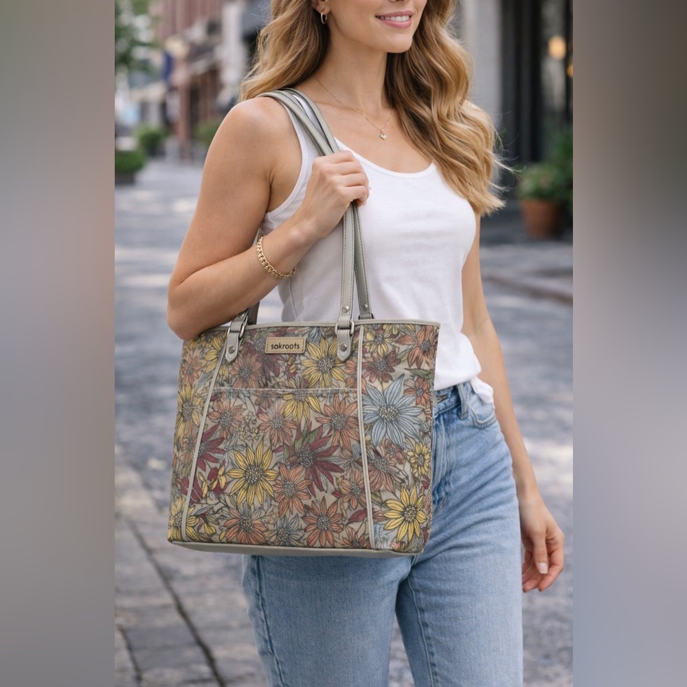🌼 Sakroots Floral Canvas Tote Bag – Multi-Color – Shoulder Bag